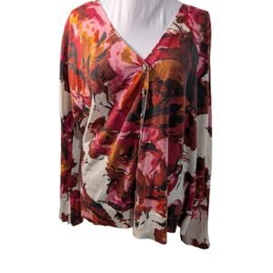Lane Bryant Cardigan Sweater Women's Plus Size 22/24 Multicolor Bloomcore Shirt